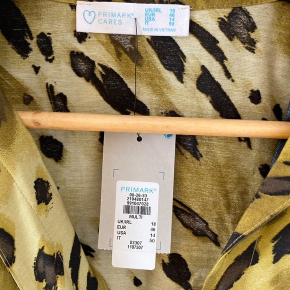 Primark Women's Black Animal Print Lime Green Slim Fit Shirt Size 18 - Picture 14 of 14